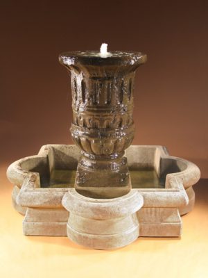 BLOOMER URN FOUNTAIN WITH QUATREFOIL BAS
